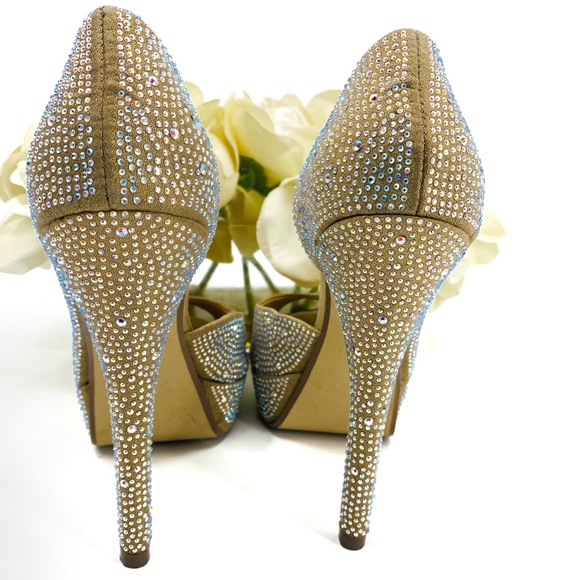 Steve Madden Bling Rhinestone Peep Toe Pumps - Picture 6 of 8